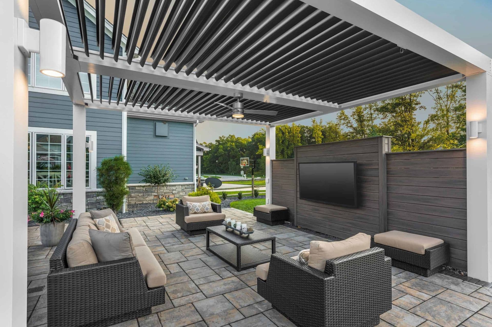 blue house patio