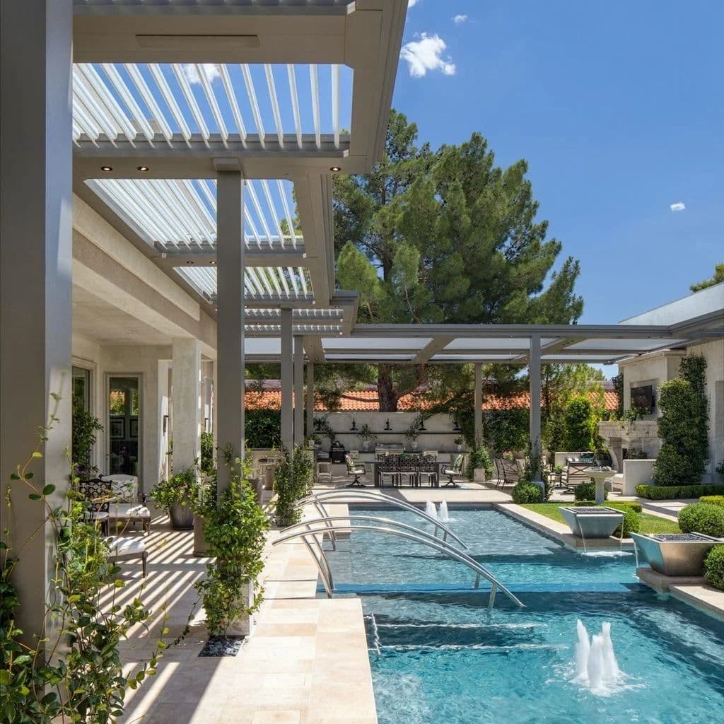 pool and pergolas